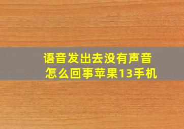 语音发出去没有声音怎么回事苹果13手机