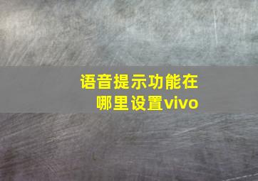 语音提示功能在哪里设置vivo