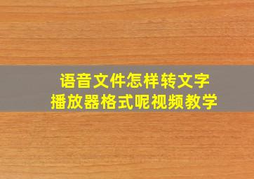 语音文件怎样转文字播放器格式呢视频教学