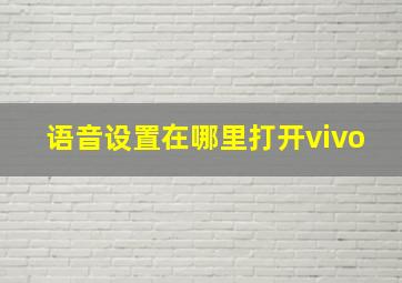 语音设置在哪里打开vivo