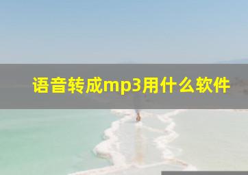 语音转成mp3用什么软件