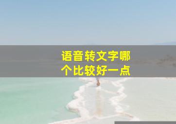 语音转文字哪个比较好一点