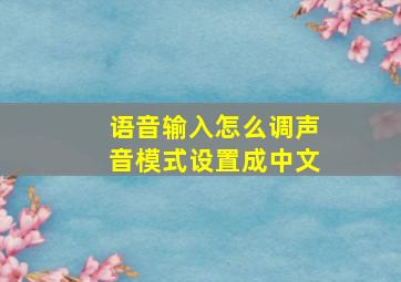 语音输入怎么调声音模式设置成中文