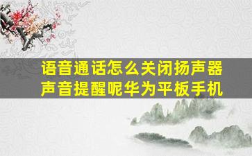 语音通话怎么关闭扬声器声音提醒呢华为平板手机