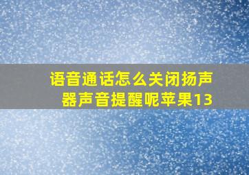 语音通话怎么关闭扬声器声音提醒呢苹果13