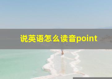 说英语怎么读音point