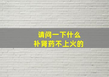 请问一下什么补肾药不上火的