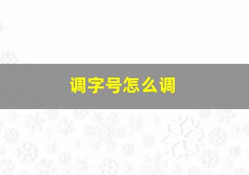 调字号怎么调