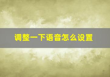 调整一下语音怎么设置