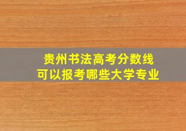 贵州书法高考分数线可以报考哪些大学专业