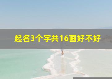 起名3个字共16画好不好