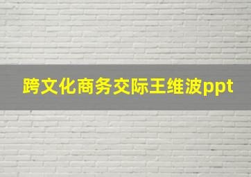 跨文化商务交际王维波ppt