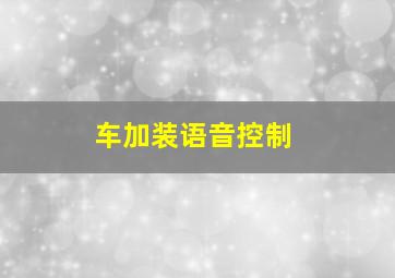 车加装语音控制