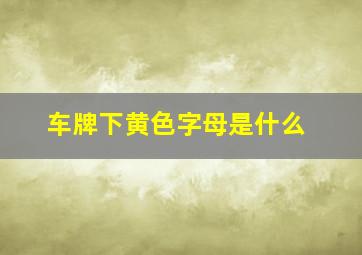 车牌下黄色字母是什么