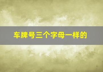 车牌号三个字母一样的