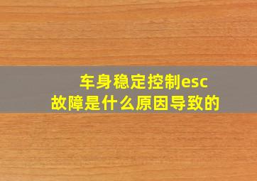 车身稳定控制esc故障是什么原因导致的