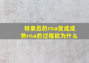 转录后的rna变成成熟rna的过程称为什么