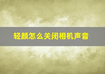 轻颜怎么关闭相机声音