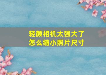 轻颜相机太强大了怎么缩小照片尺寸