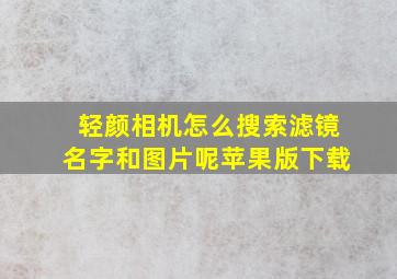 轻颜相机怎么搜索滤镜名字和图片呢苹果版下载