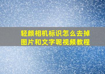 轻颜相机标识怎么去掉图片和文字呢视频教程