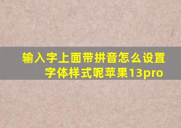 输入字上面带拼音怎么设置字体样式呢苹果13pro