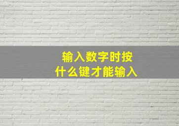 输入数字时按什么键才能输入