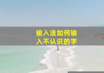 输入法如何输入不认识的字