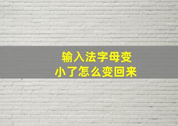 输入法字母变小了怎么变回来