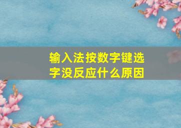 输入法按数字键选字没反应什么原因