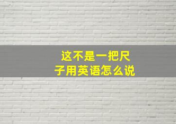 这不是一把尺子用英语怎么说