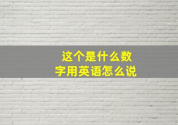 这个是什么数字用英语怎么说