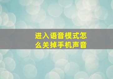 进入语音模式怎么关掉手机声音