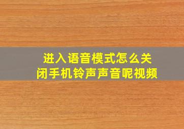 进入语音模式怎么关闭手机铃声声音呢视频