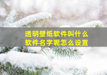 透明壁纸软件叫什么软件名字呢怎么设置