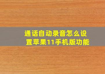 通话自动录音怎么设置苹果11手机版功能