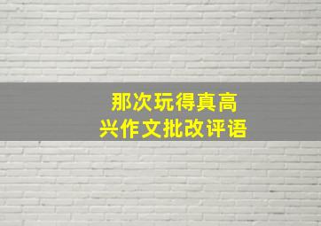 那次玩得真高兴作文批改评语