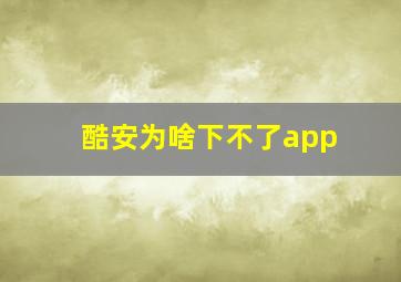 酷安为啥下不了app