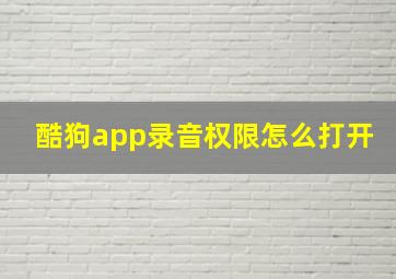 酷狗app录音权限怎么打开