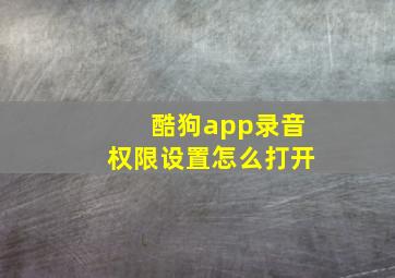 酷狗app录音权限设置怎么打开