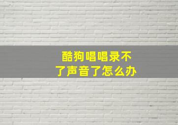 酷狗唱唱录不了声音了怎么办