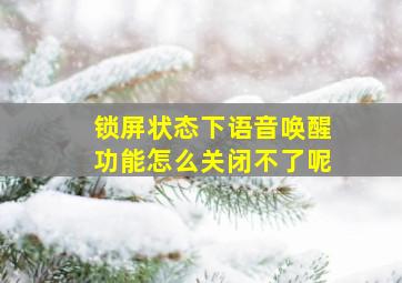 锁屏状态下语音唤醒功能怎么关闭不了呢