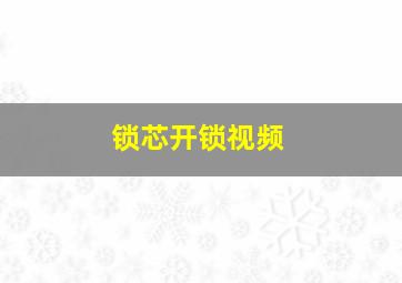 锁芯开锁视频