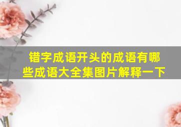 错字成语开头的成语有哪些成语大全集图片解释一下