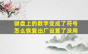 键盘上的数字变成了符号怎么恢复出厂设置了没用