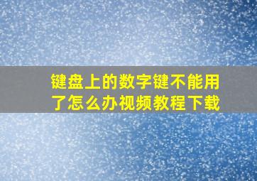 键盘上的数字键不能用了怎么办视频教程下载