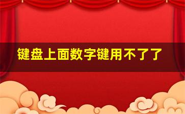 键盘上面数字键用不了了