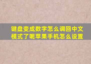 键盘变成数字怎么调回中文模式了呢苹果手机怎么设置