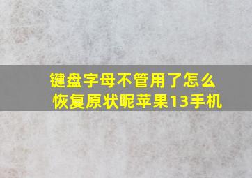 键盘字母不管用了怎么恢复原状呢苹果13手机