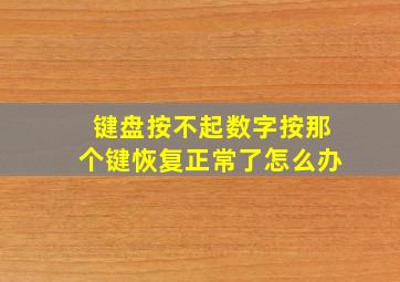 键盘按不起数字按那个键恢复正常了怎么办